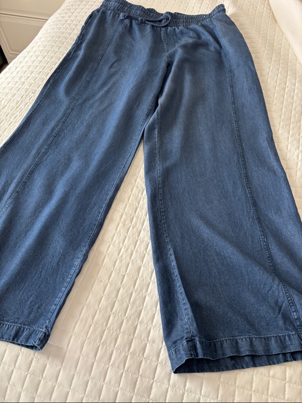 Elle Wide-Leg Denim Pants in Blue